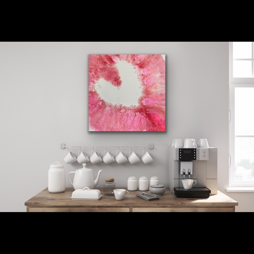 Painting - Fluid Art Original On 14x14 Canvas - LOVE